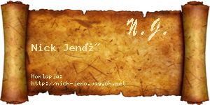 Nick Jenő névjegykártya
